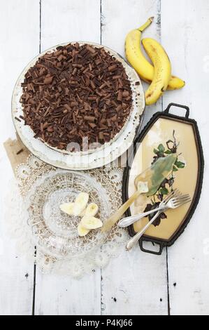 Gâteau au chocolat et banane avec quark à faible teneur en gras Banque D'Images