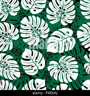 Feuilles de palmier, monstera. Une jungle. Utiliser sur les faux papiers peints, textiles, dans l'intérieur Illustration de Vecteur