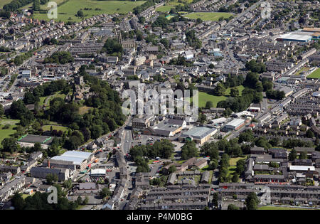 Vue aérienne du centre-ville de Clitheroe Lancashire, Royaume-Uni, Banque D'Images