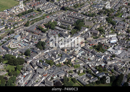 Vue aérienne du centre-ville de Clitheroe Lancashire, Royaume-Uni, Banque D'Images
