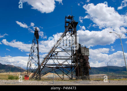 Chevalement de Mine Belmont (potence), Butte, Montana Banque D'Images