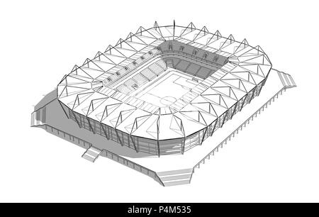 Croquis dessinés à la main du nouveau stade à Kaliningrad. Illustration de Vecteur