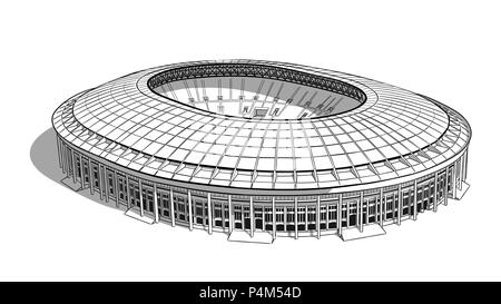 Croquis dessinés à la main, du stade principal de Moscou. Illustration de Vecteur