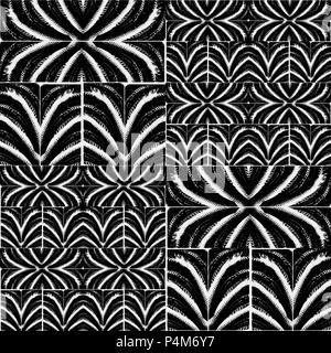 La technique numérique moderne de style géométrique abstraite bold style ethnique ou tribal pattern design transparente dans des tons noir et blanc Banque D'Images