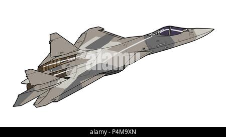 Les nouveaux avions de combat à réaction. Technichal tirage. Isolé sur fond blanc. Illustration de Vecteur