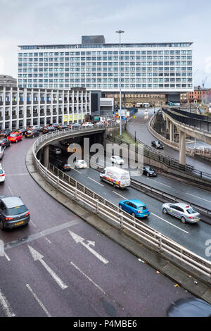 Swan House, manoirs d'un parking et d'autoroute centrale de Newcastle Banque D'Images