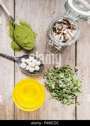 Divers produits de Moringa Banque D'Images