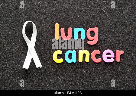 Les mots cancer du poumon avec un ruban sensibilisation blanc Banque D'Images