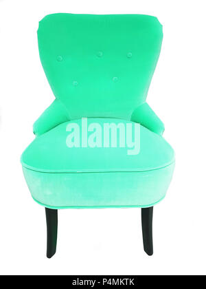 Couleur vert designer Chaise confort, moderne et souple, chaise chaise velours isolé sur fond blanc avec chemin de détourage. Banque D'Images
