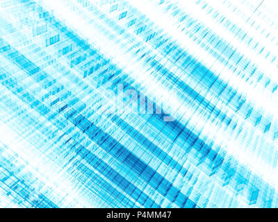 Rayés bleus et blancs de simple arrière-plan technique - résumé de l'image générée par ordinateur. La géométrie fractale : lignes diagonales sont constitués de cubes. Ar numérique Banque D'Images