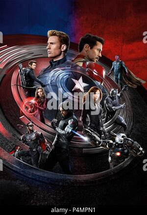 Titre original : CAPTAIN AMERICA : la guerre civile. Titre en anglais : CAPTAIN AMERICA : la guerre civile. Film Réalisateur : Anthony Russo, Joe Russo. Année : 2016. Credit : Marvel Entertainment/Marvel Studios / Album Banque D'Images