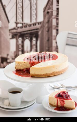 Café et gâteau au fromage de New York (USA) Banque D'Images