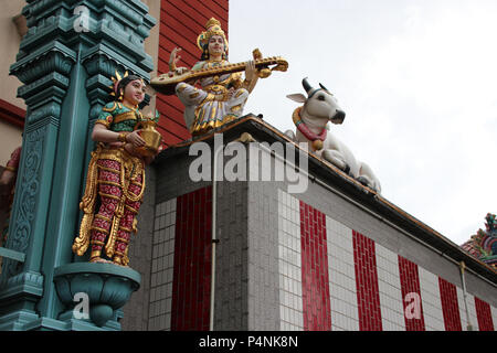 Un temple hindou (Sri Veeramakaliamman) à Singapour. Banque D'Images