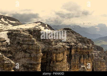 Avis de dolomites depuis Sass Pordoi Terrasse Banque D'Images