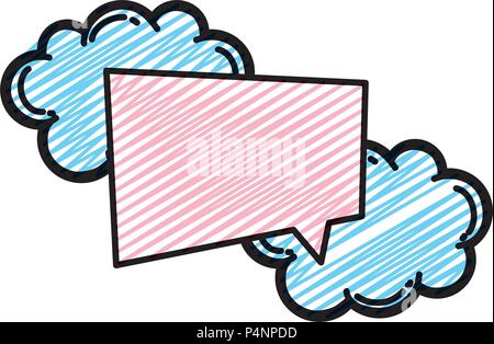 Doodle chat bubble texte de message avec les nuages vector illustration Illustration de Vecteur