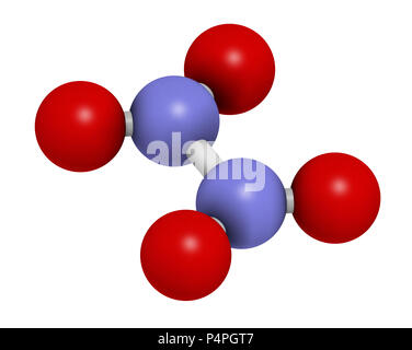 Le tétroxyde d'azote (tétroxyde de diazote, N2O4), molécule de propergol. Le rendu 3D. Les atomes sont représentés comme des sphères de couleur classiques cod Banque D'Images