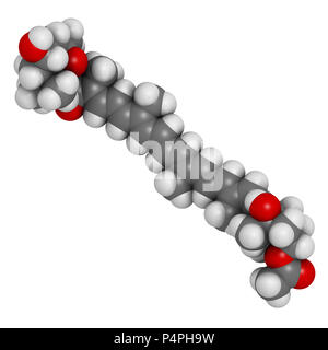 La fucoxanthine algues brunes, molécule de pigment. Certains des ingrédients de suppléments alimentaires. Le rendu 3D. Les atomes sont représentés comme des sphères avec col classique Banque D'Images