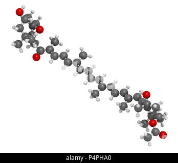 La fucoxanthine algues brunes, molécule de pigment. Certains des ingrédients de suppléments alimentaires. Le rendu 3D. Les atomes sont représentés comme des sphères avec col classique Banque D'Images