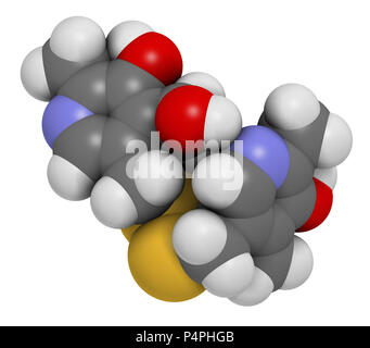 Pyritinol disulfure (pyridoxine) trouble d'apprentissage cognitif et molécule pharmaceutique. Nootropique également utilisés dans les compléments alimentaires. Le rendu 3D. Les atomes sont re Banque D'Images