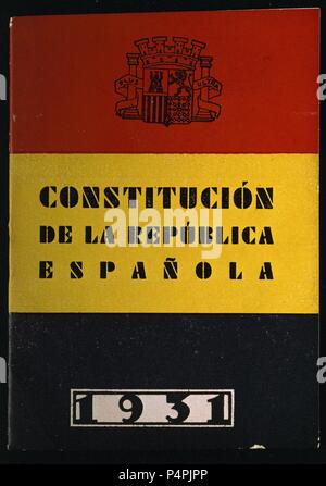 Constitución DE LA REPÚBLICA ESPAÑOLA 1931-LAS. Emplacement : CONGRESO DE LOS DIPUTADOS-BIBLIOTECA, MADRID, ESPAGNE. Banque D'Images