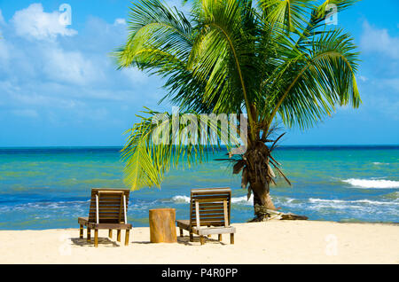 Paradise beach à Hopkins - côte tropicale des Caraïbes de Belize - Amérique Centrale Banque D'Images