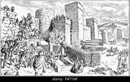 Gravure d'un Romain siège contre une forteresse gauloise. De César, de la guerre, 1916. Gaulois Banque D'Images