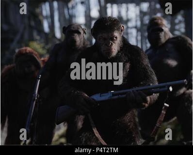 Titre original : LA GUERRE POUR LA PLANÈTE DES SINGES. Titre en anglais : LA GUERRE POUR LA PLANÈTE DES SINGES. Directeur du film : Matt Reeves. Année : 2017. Credit : CHERNIN ENTERTAINMENT / Album Banque D'Images