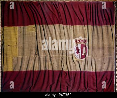 BANDERA DEL NAVIO SAN JUAN NEPOMUCENO - BATAILLE DE TRAFALGAR. Emplacement : ALCAZAR / Museo del Ejercito-COLECCIÓN, TOLEDO, Espagne. Banque D'Images