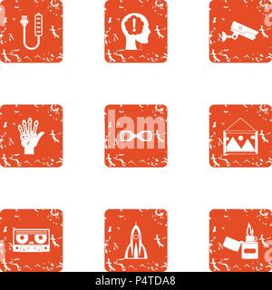 Icons set rationnelle, grunge style Illustration de Vecteur