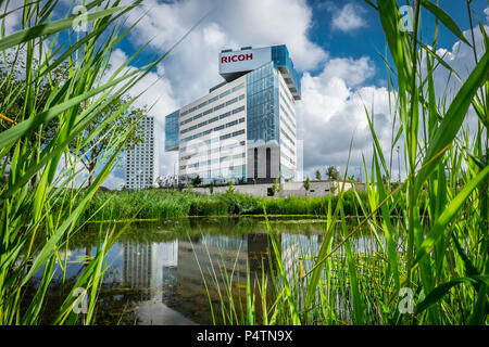 DEN Bosch, Pays-Bas - 26 juillet 2017 : vue sur l'eau sur le belvédère du bâtiment de la société Ricoh, Den Bosch, Pays-Bas, Banque D'Images