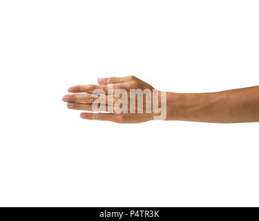 Les gestes de la main chemin isolé sur fond blanc. Part marqué stop ou symbole geste. Retour geste de la main. Banque D'Images