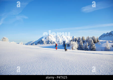 Autriche, Tyrol, couple snowshoeing Banque D'Images