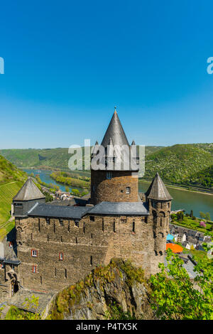 Allemagne, Rhénanie-Palatinat, Bacharach, Vallée du Haut-Rhin moyen, Château Stahleck Banque D'Images