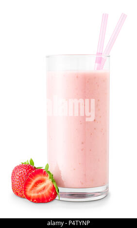 Smoothie aux fraises dans du verre Banque D'Images