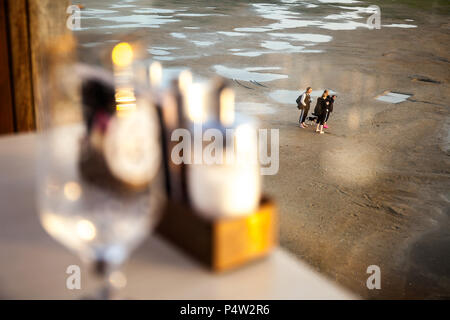 Saint Peter Ording, Allemagne, les touristes sur la plage de Saint Peter Ording Banque D'Images