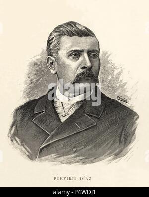 Porfirio Díaz, (1830-1915). Militar y político mejicano. Presidente de la República de México desde 1877 a 1911. La gravure de 1888. Banque D'Images