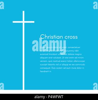 Christian cross silhouette. Symbole de la religion. Croix blanche sur fond bleu avec texte, vector illustration modèle pour l'affiche, brochure et web design de bannières Illustration de Vecteur