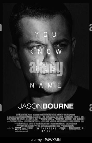 Titre original : Jason Bourne. Titre en anglais : Jason Bourne. Directeur du film : Paul Greengrass. Année : 2016. Stars : Matt Damon. Credit : UNIVERSAL PICTURES/THEKENNEDY/Société/MARSHALL ENT CAPTIVATE / Album Banque D'Images