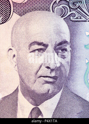 Mohammed Daoud Khan portrait de l'ancienne monnaie afghane Banque D'Images