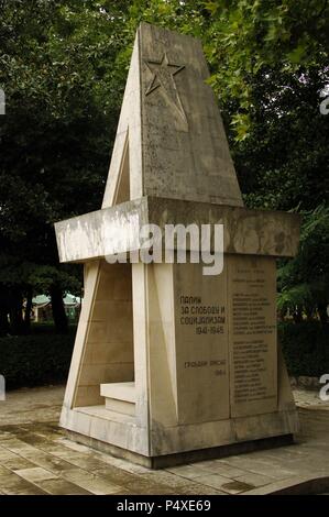 Le Monténégro. Risan. Monument communiste. Banque D'Images