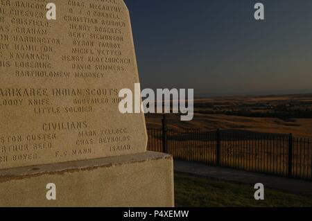 MONUMENTO NACIONAL DEL CAMPO DE BATAILLE DE LITTLE BIGHORN (25-26 juin 1876). 'LAST STAND HILL 7ÈME MEMORIAL cavalerie'. La Colina murieron Custer y los soldados del Séptimo de Caballería. Detalle. Estado de Montaña. Estados Unidos. Banque D'Images