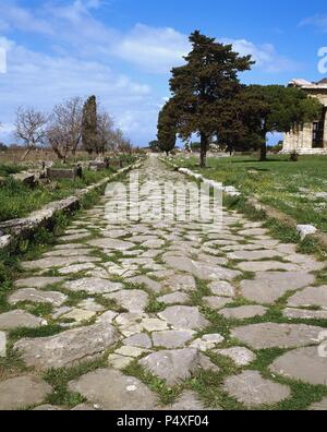 L'Italie. Paestum. Voie Sacrée. Banque D'Images