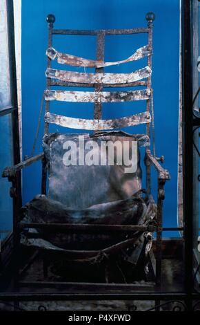 Mariano Alvarez de Castro (1749-1810). Militaire espagnol. Fauteuil dans lequel il est mort. Château de Saint Ferdinand. Figueres. L'Espagne. Banque D'Images