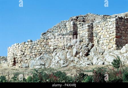 L'art de la Grèce mycénienne. De tirynthe. Ville mycénienne dont la colonisation a commencé dans le Proto-Helladic, période au cours du troisième millénaire avant J.-C.. Entre 1400 et 1200 av. murs ont été érigés. Banque D'Images