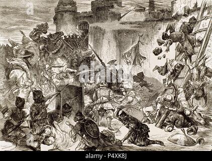 La bataille de Vienne (11 et 12 septembre, 1683) après Vienne a été assiégée par l'Empire ottoman pendant deux mois. Gravure, 1882. Banque D'Images