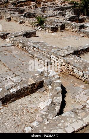 ART hébraïque. République d'Albanie. Les vestiges archéologiques de l'ancienne synagogue datant du V-VI. Saranda. Banque D'Images