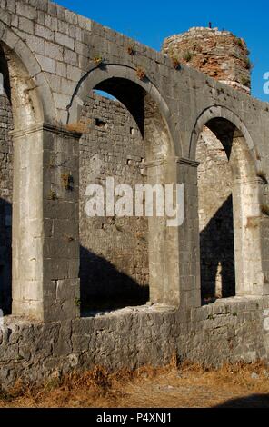 République d'Albanie. Shkodra (Scutari). L'église St-Stephen's dans le château de Rozafa. Banque D'Images