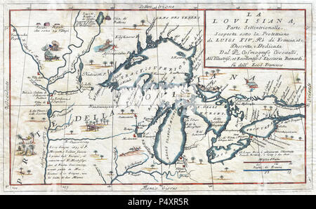 1696 Coronelli Carte des Grands Lacs (plus carte précise de la région des Grands Lacs au 17e siècle) - Geographicus - LaLouisiana-coronelli-1695. Banque D'Images
