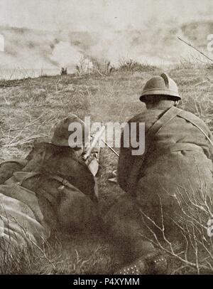 Première Guerre mondiale (1914-1918). Les combats entre les troupes françaises et allemandes. Banque D'Images