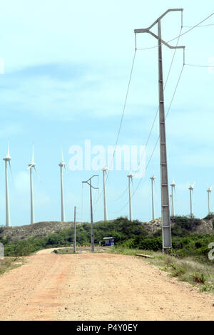 Projeto Eólico, RN 15, Rio do Fogo, Rio Grande do Norte, Brésil Banque D'Images